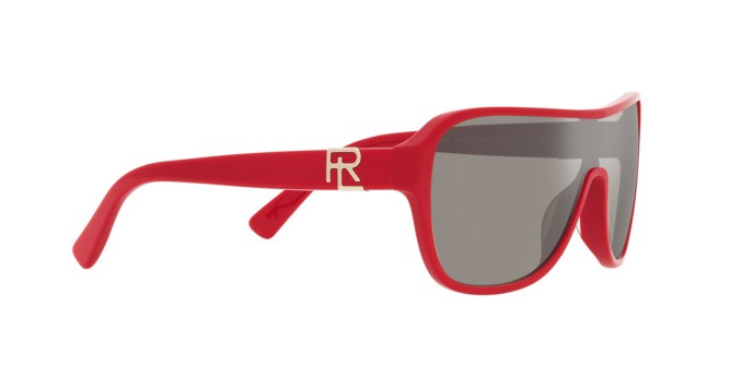 Sunglasses Ralph Lauren The Dillion RL 8214U (52576G) color rosso shape irregular lenses argento specchiato