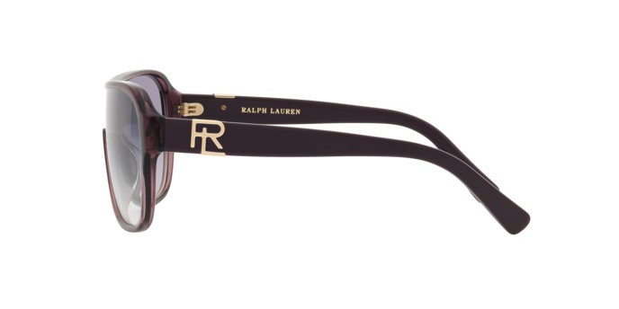 Sunglasses Ralph Lauren The Dillion RL 8214U (605279) color viola trasparente shape irregular lenses viola sfumato