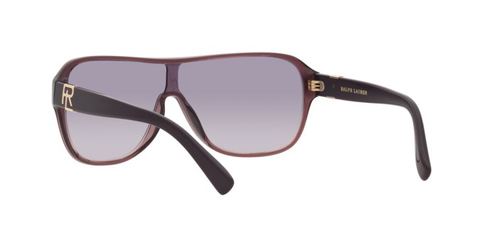 Sunglasses Ralph Lauren The Dillion RL 8214U (605279) color viola trasparente shape irregular lenses viola sfumato