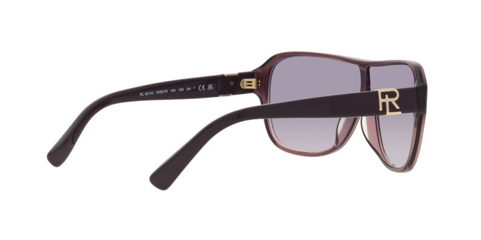 Sunglasses Ralph Lauren The Dillion RL 8214U (605279) color viola trasparente shape irregular lenses viola sfumato