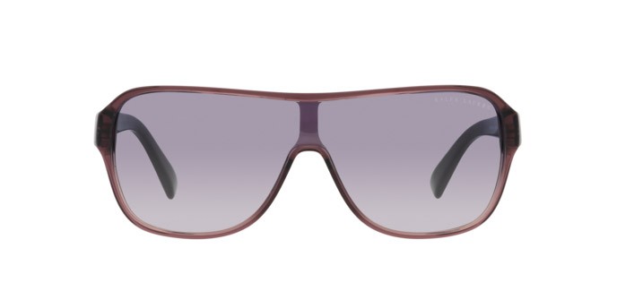 Sunglasses Ralph Lauren The Dillion RL 8214U (605279) color viola trasparente shape irregular lenses viola sfumato