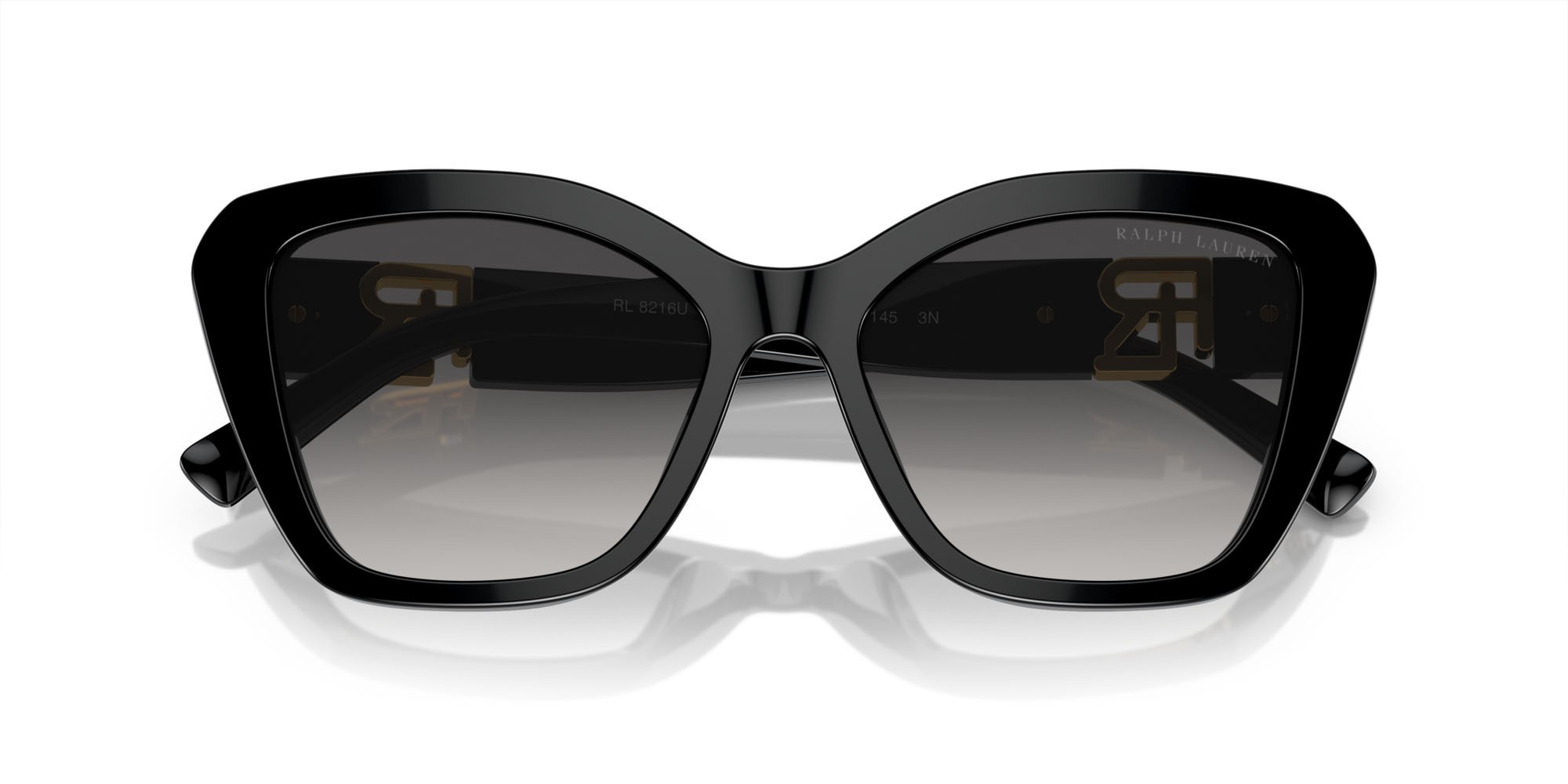 Sunglasses Ralph Lauren The Isabel RL 8216U (50018G) color nero shape butterfly lenses grigio