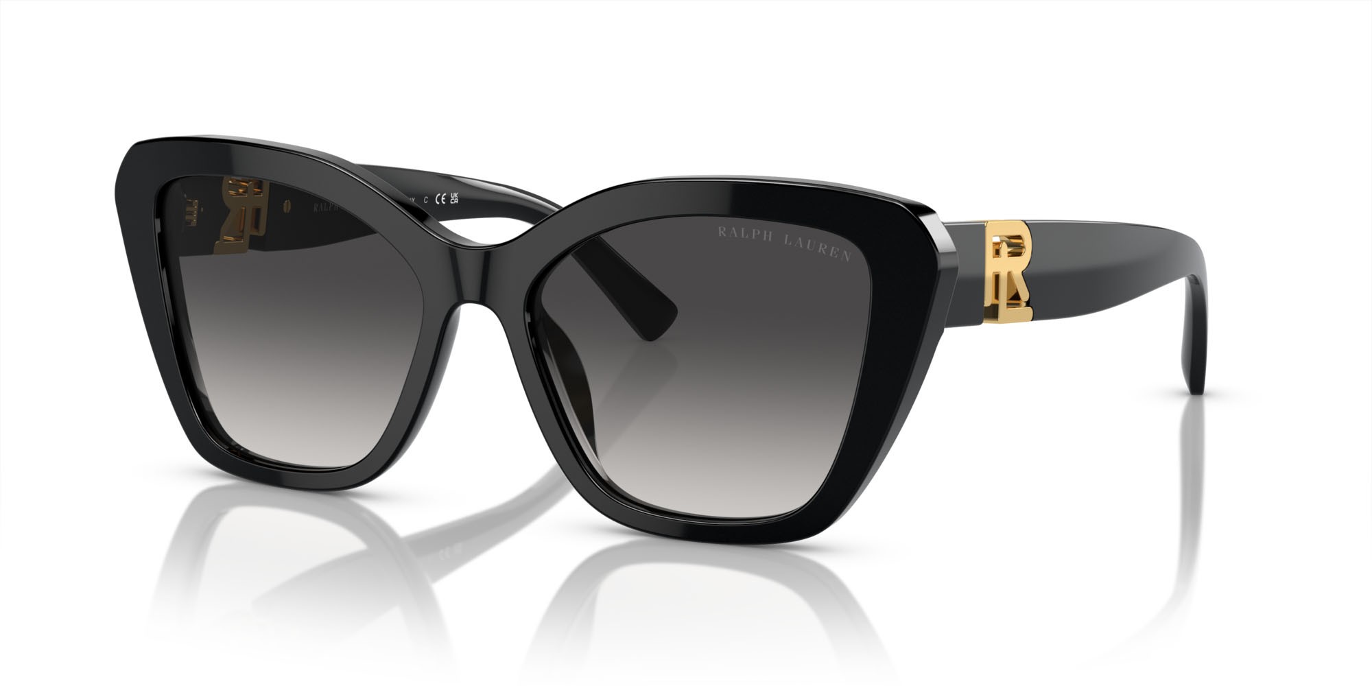 Sunglasses Ralph Lauren The Isabel RL 8216U (50018G) color nero shape butterfly lenses grigio