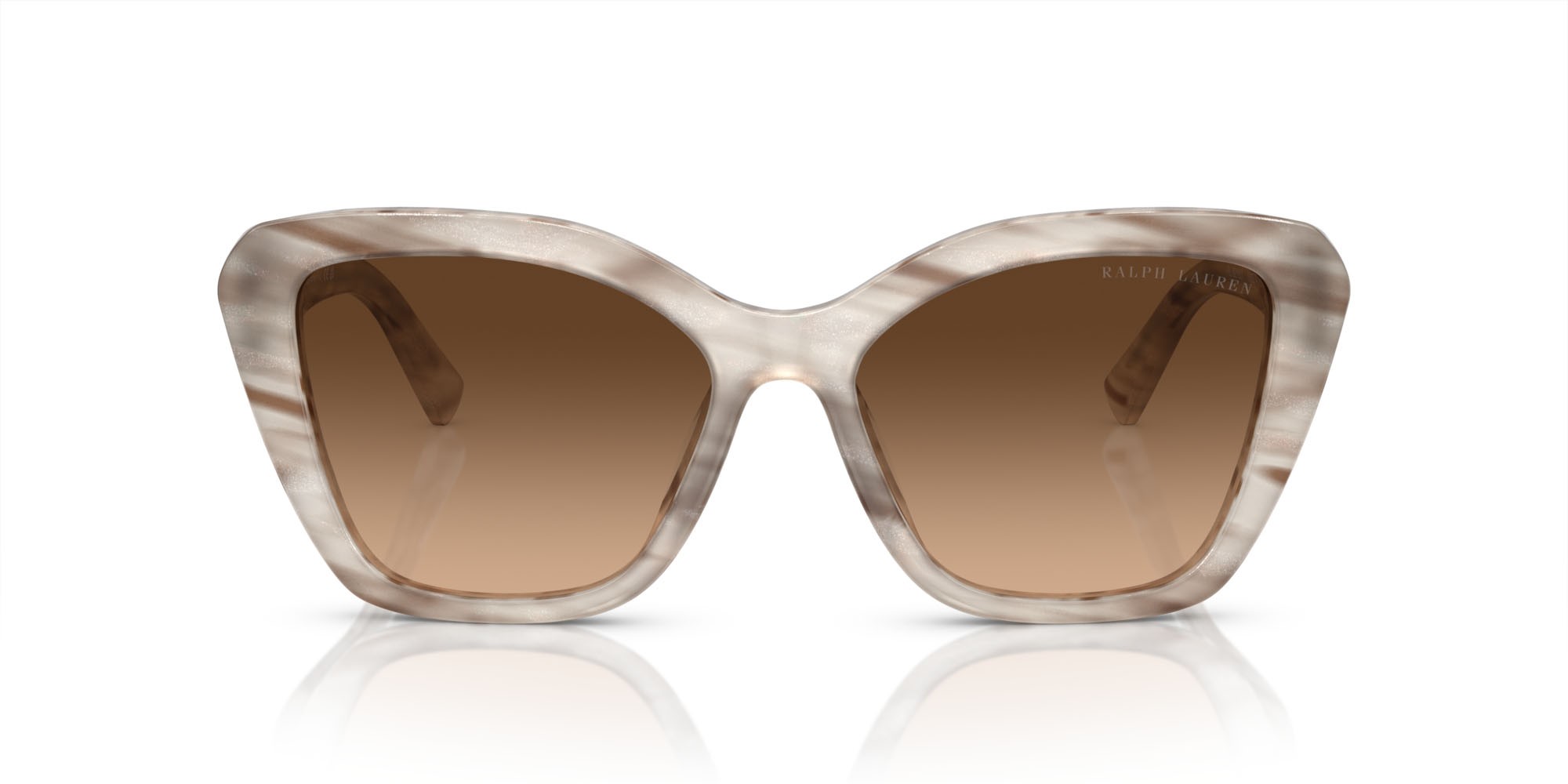Sunglasses Ralph Lauren The Isabel RL 8216U (610574) color ostrica rosa shape butterfly lenses grigio talpa sfumato