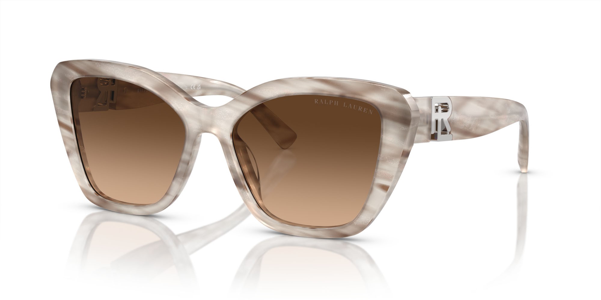 Sunglasses Ralph Lauren The Isabel RL 8216U (610574) color ostrica rosa shape butterfly lenses grigio talpa sfumato