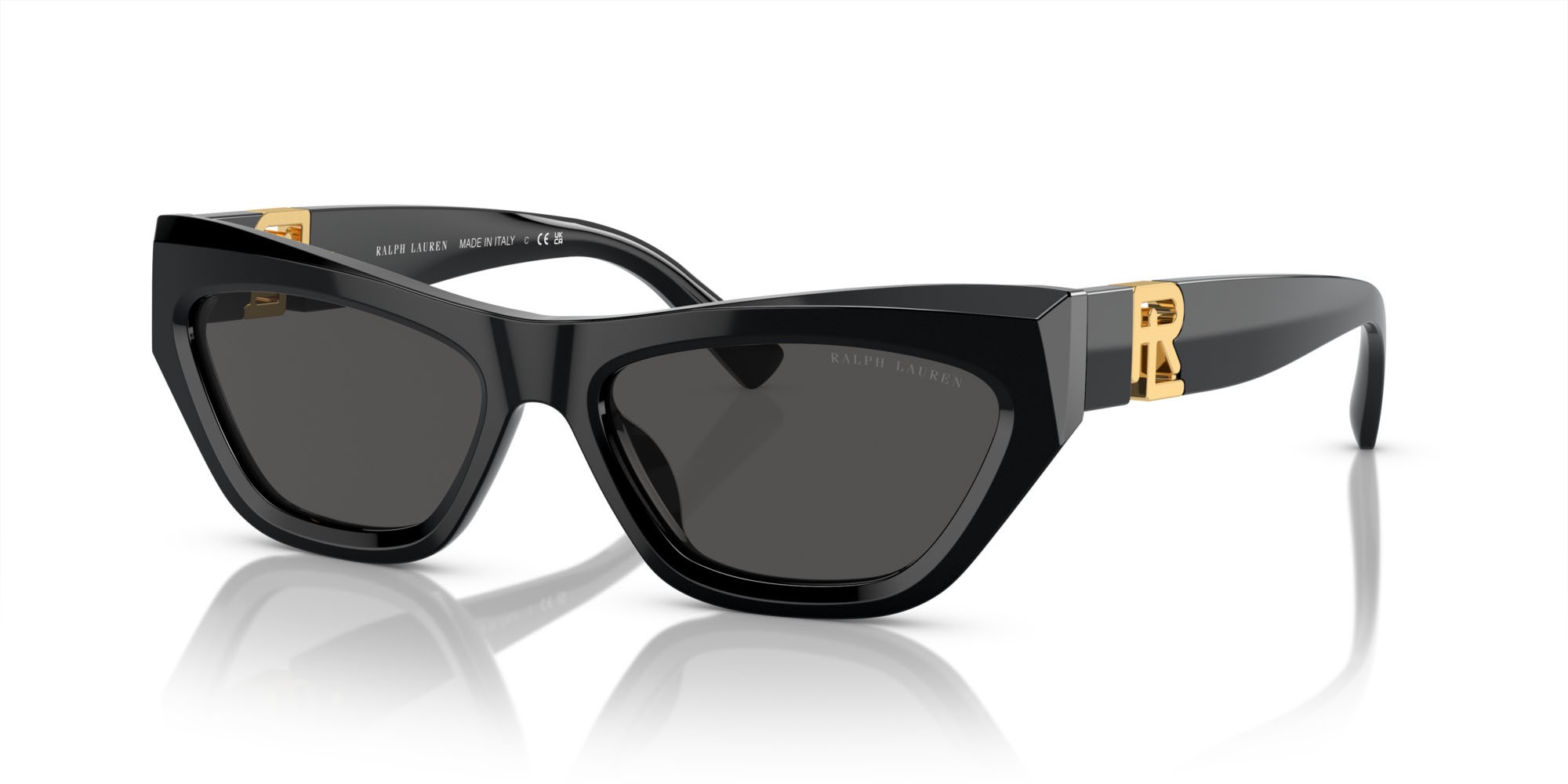 Sunglasses Ralph Lauren The Kiera RL 8218U (500187) color nero shape cat eye lenses grigio