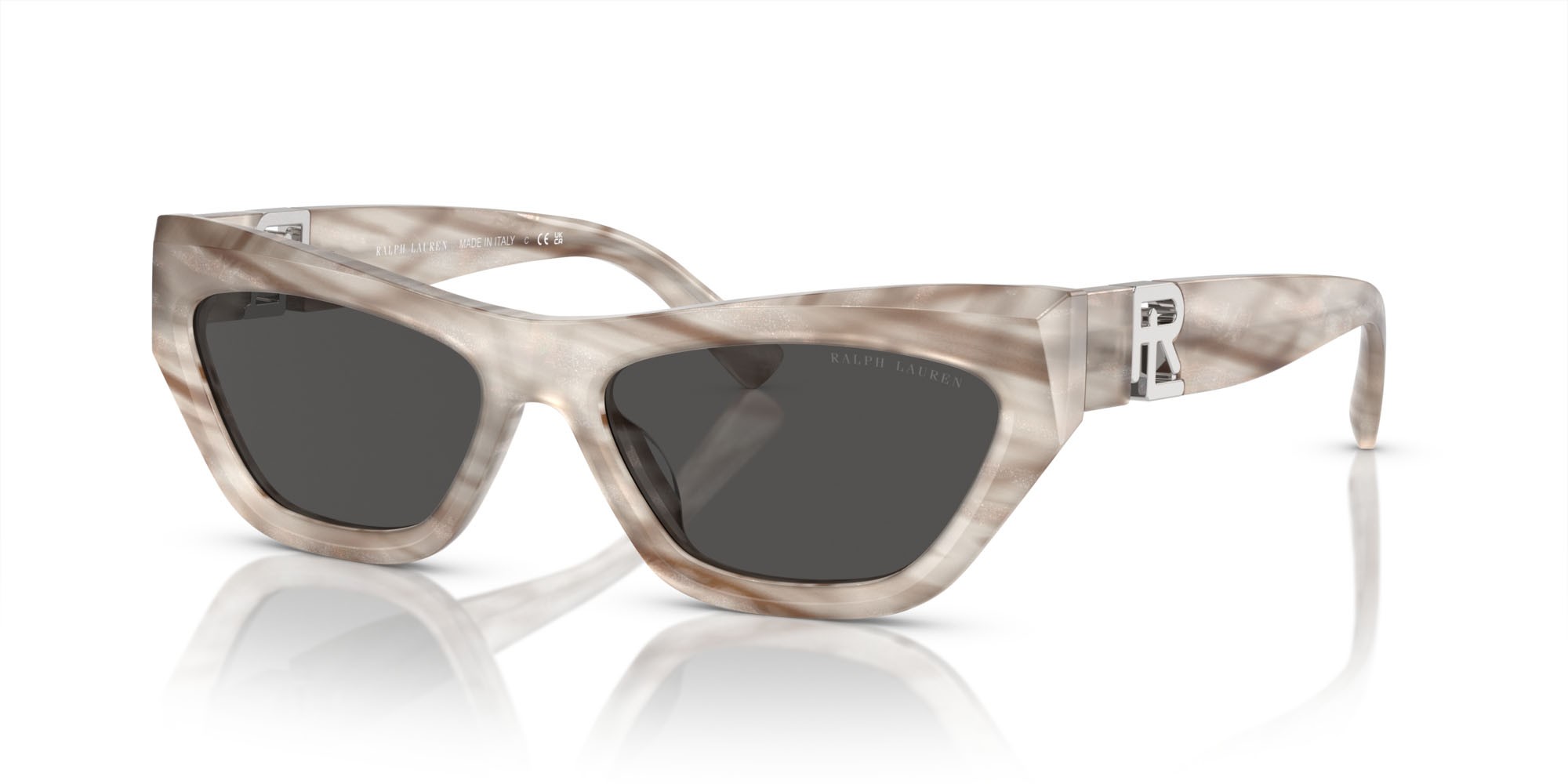 Sunglasses Ralph Lauren The Kiera RL 8218U (610587) color ostrica rosa shape cat eye lenses grigio