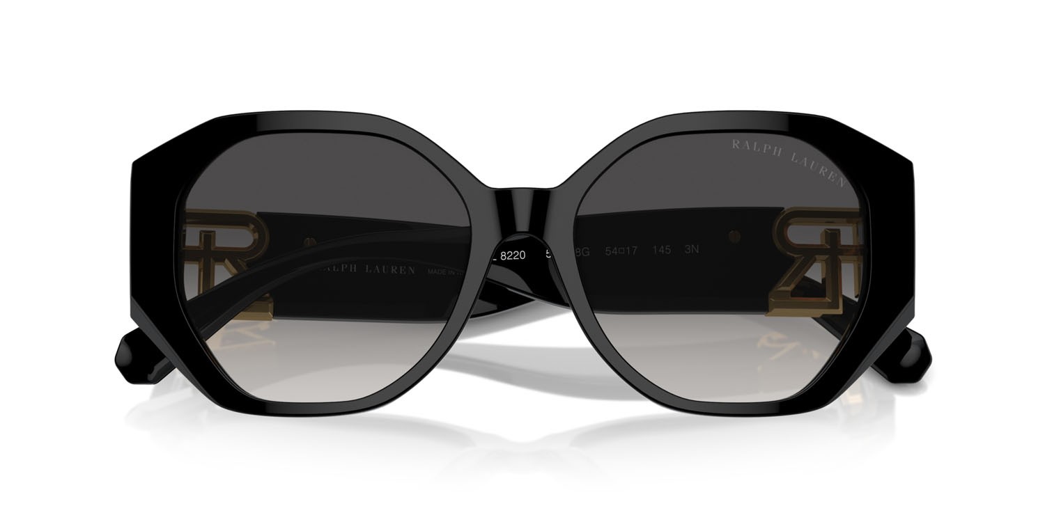 Sunglasses Ralph Lauren The Juliette RL 8220 (50018G) color nero shape butterfly lenses sfumato grigio