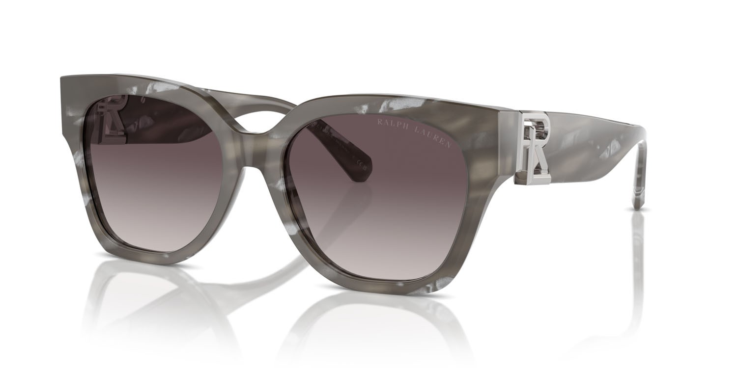 Sonnenbrillen Ralph Lauren The Overszed Ricky RL 8221 (617511) farbe oystershell black form schmetterling gläser sfumato grigio