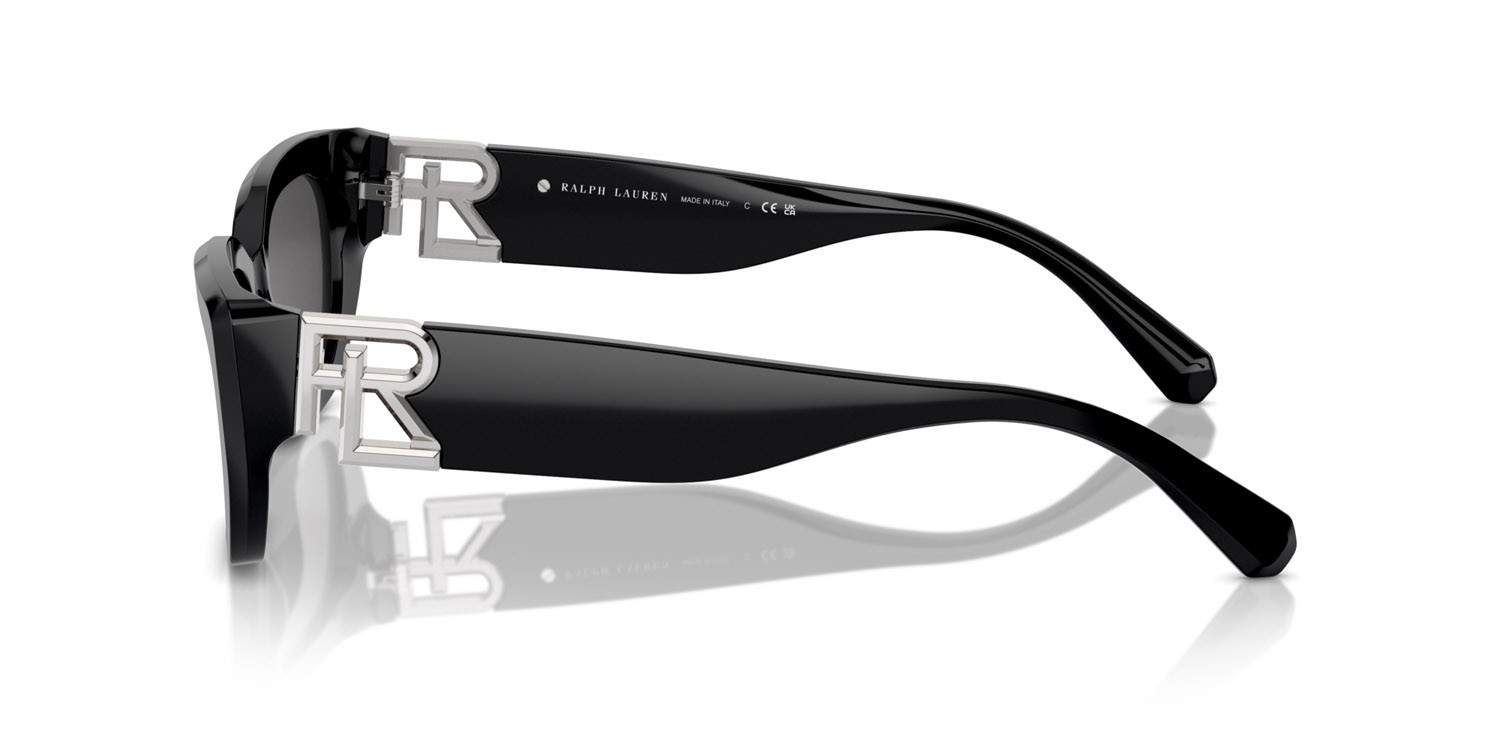 Sunglasses Ralph Lauren The Bridget RL 8222 (500187) color nero shape cat eye lenses grigio scuro