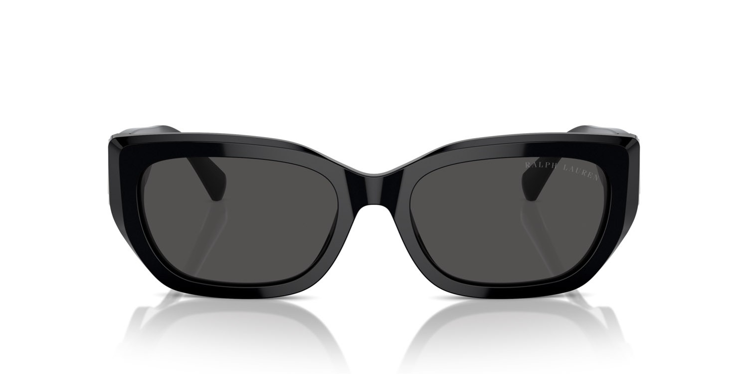Sunglasses Ralph Lauren The Bridget RL 8222 (500187) color nero shape cat eye lenses grigio scuro