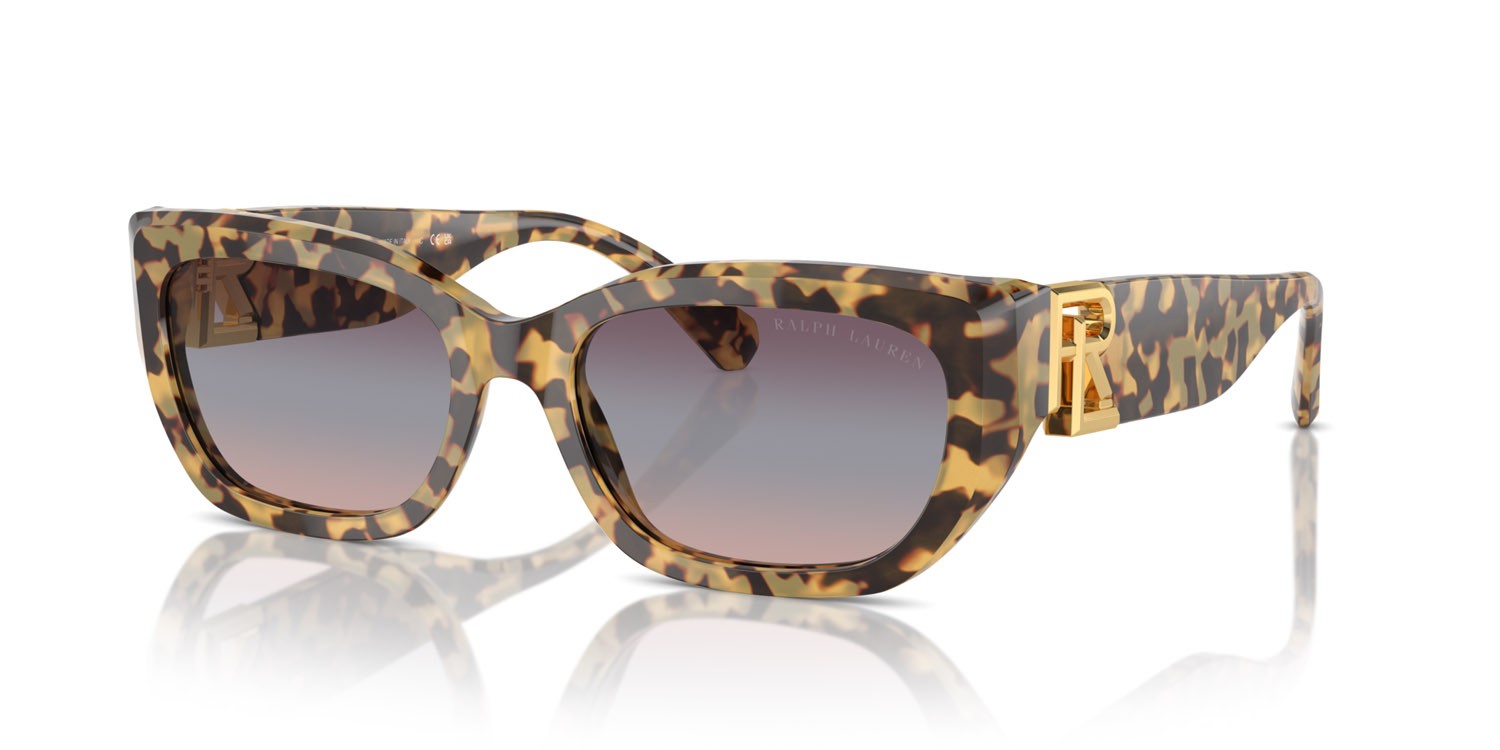 Sunglasses Ralph Lauren The Bridget RL 8222 (6178I6) color havana effetto maculato shape cat eye lenses trigradient purple/blue/pink