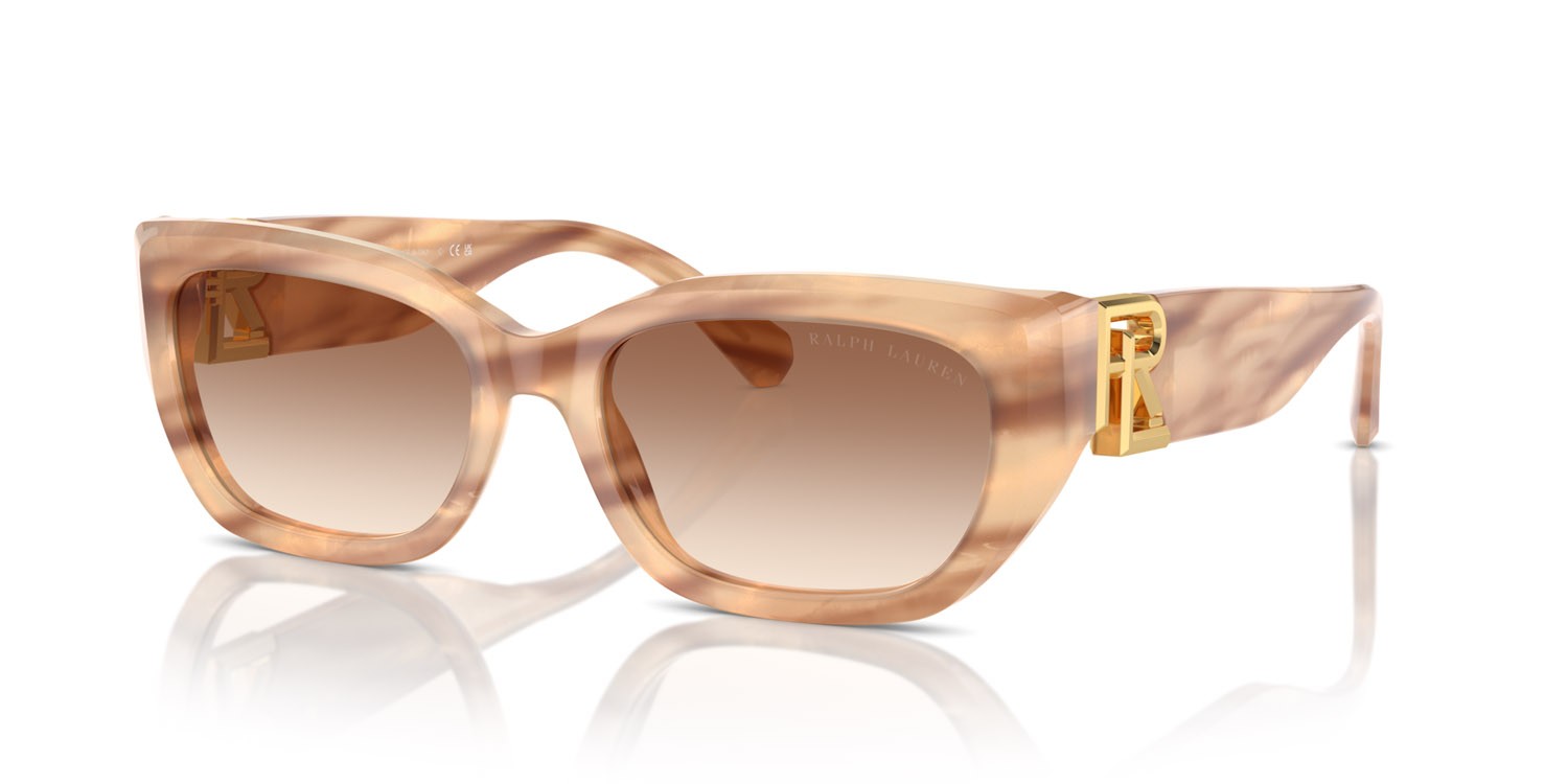 Sonnenbrillen Ralph Lauren The Bridget RL 8222 (617913) farbe oystershell brown form cat-eye gläser marrone sfumato