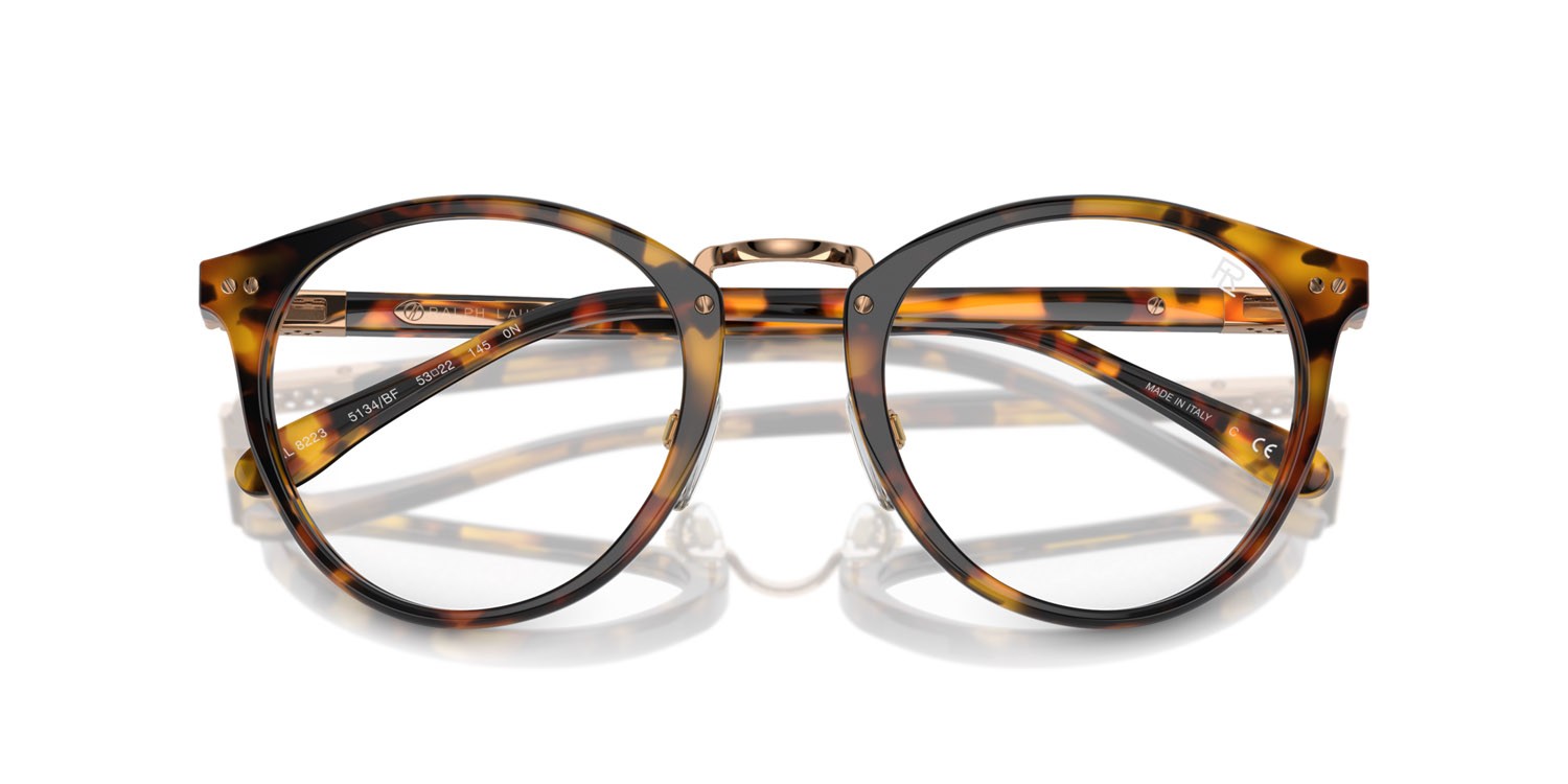 Sunglasses Ralph Lauren The Quincy RL 8223 (5134BF) color havana anticato shape pantos lenses trasparente/blu