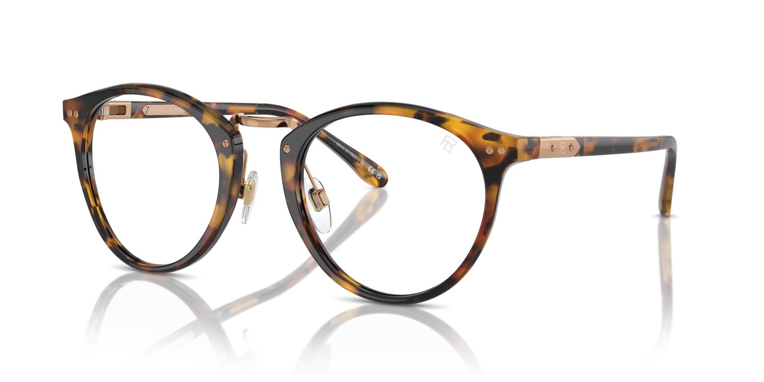 Sunglasses Ralph Lauren The Quincy RL 8223 (5134BF) color havana anticato shape pantos lenses trasparente/blu