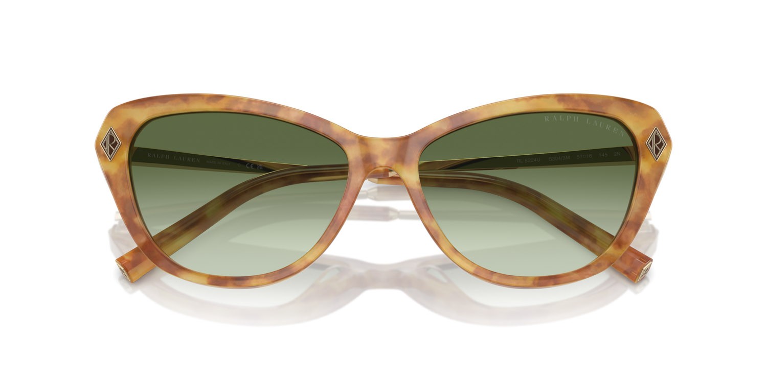 Sunglasses Ralph Lauren The Ella RL 8224U (53043M) color havana chiaro shape cat eye lenses verde sfumato