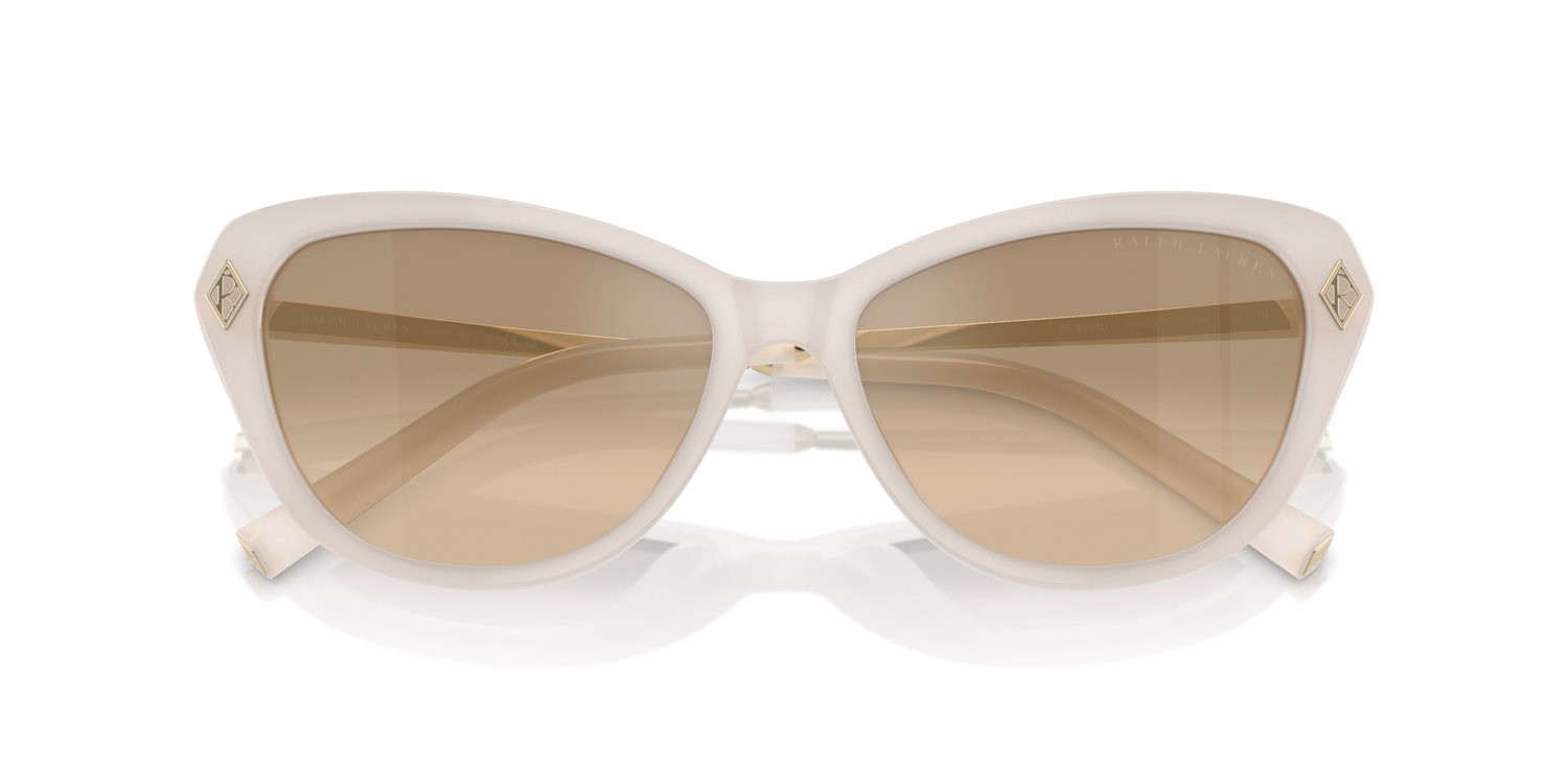 Sunglasses Ralph Lauren The Ella RL 8224U (61826Y) color opaline milky shape cat eye lenses marrone/sfumato grigio