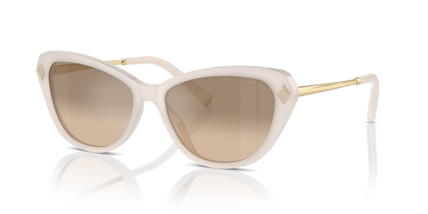 Sunglasses Ralph Lauren The Ella RL 8224U (61826Y) color opaline milky shape cat eye lenses marrone/sfumato grigio