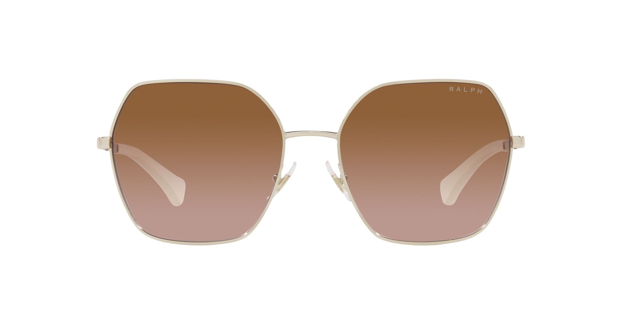 Sunglasses Ralph RA 4138 (911613) color oro pallido lucido shape square lenses marrone sfumato