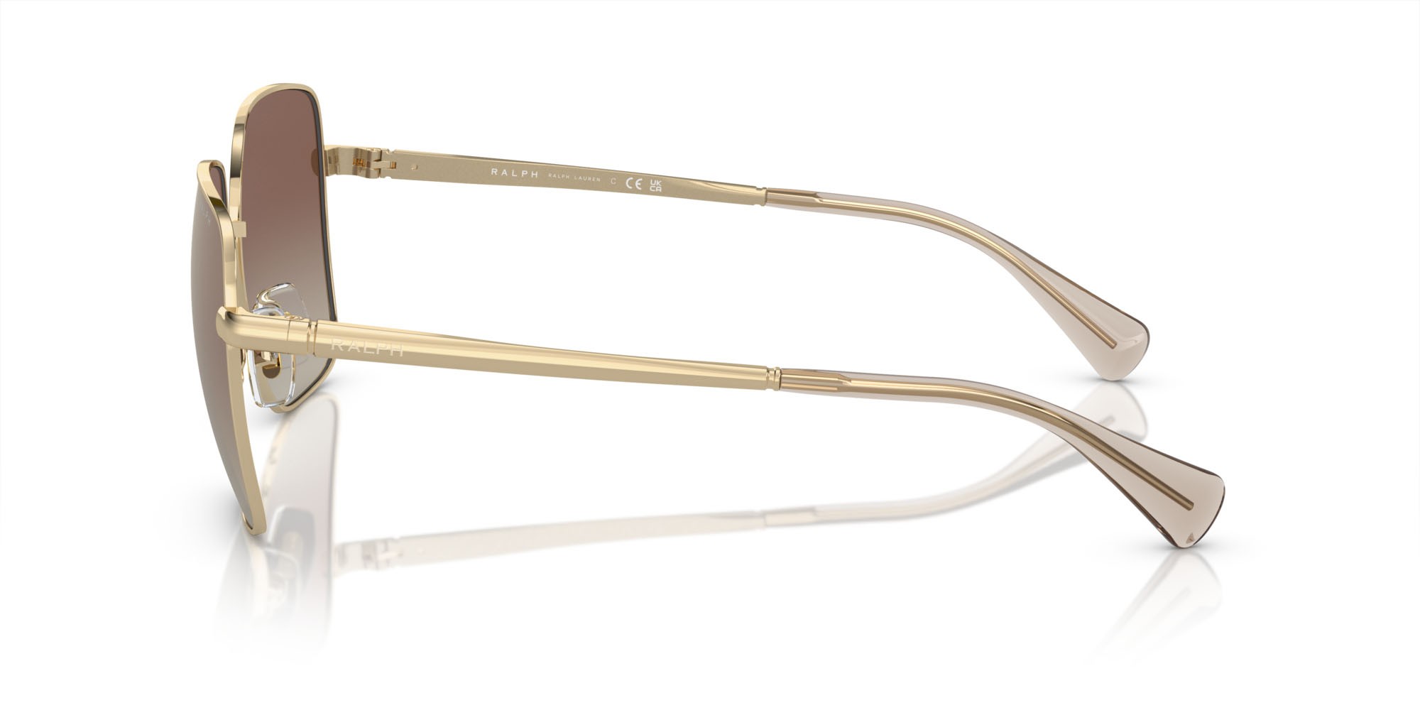 Sunglasses Ralph RA 4142 (9116B8) color oro pallido lucido shape square lenses marrone sfumato a specchio