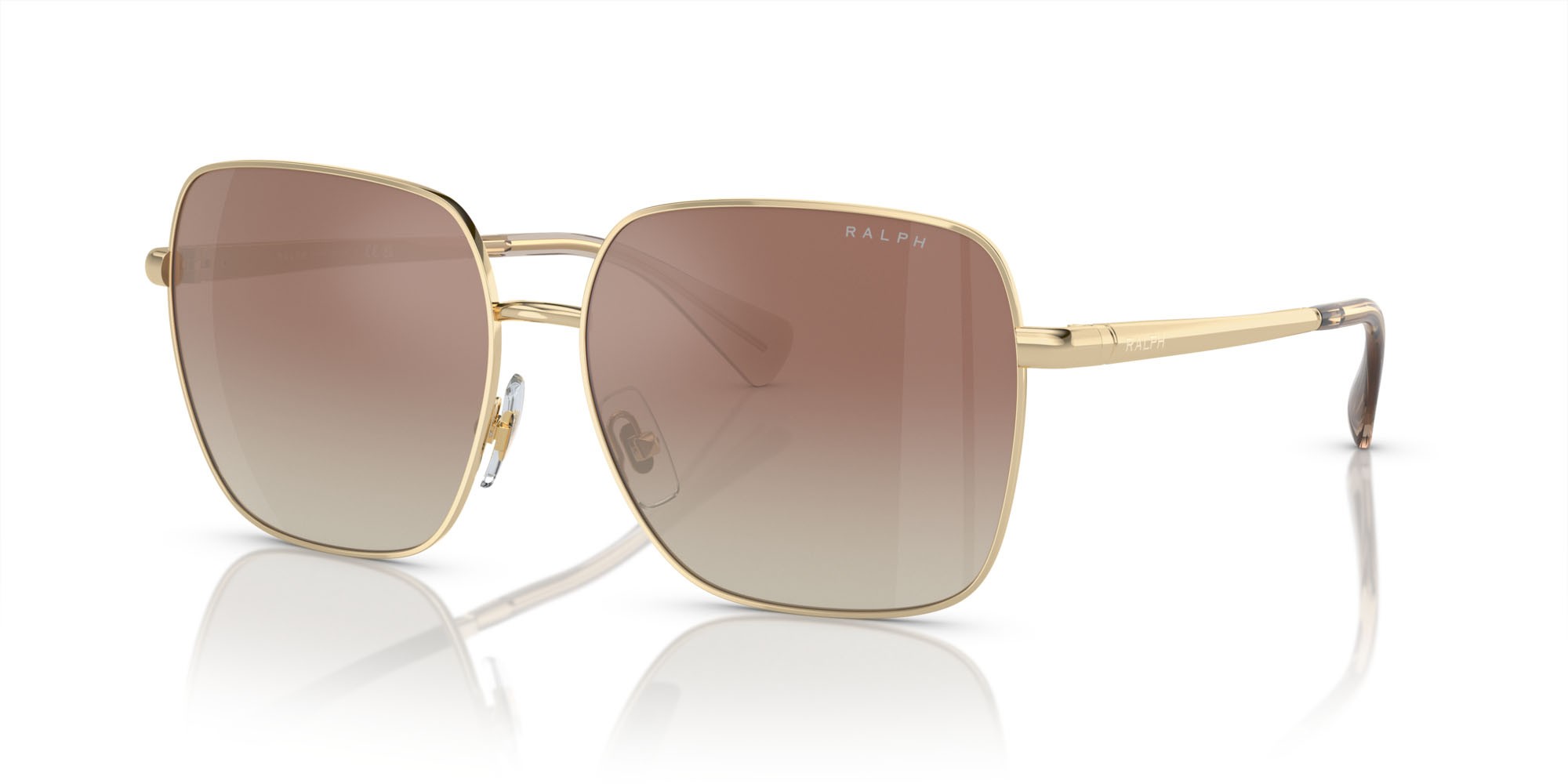 Sunglasses Ralph RA 4142 (9116B8) color oro pallido lucido shape square lenses marrone sfumato a specchio