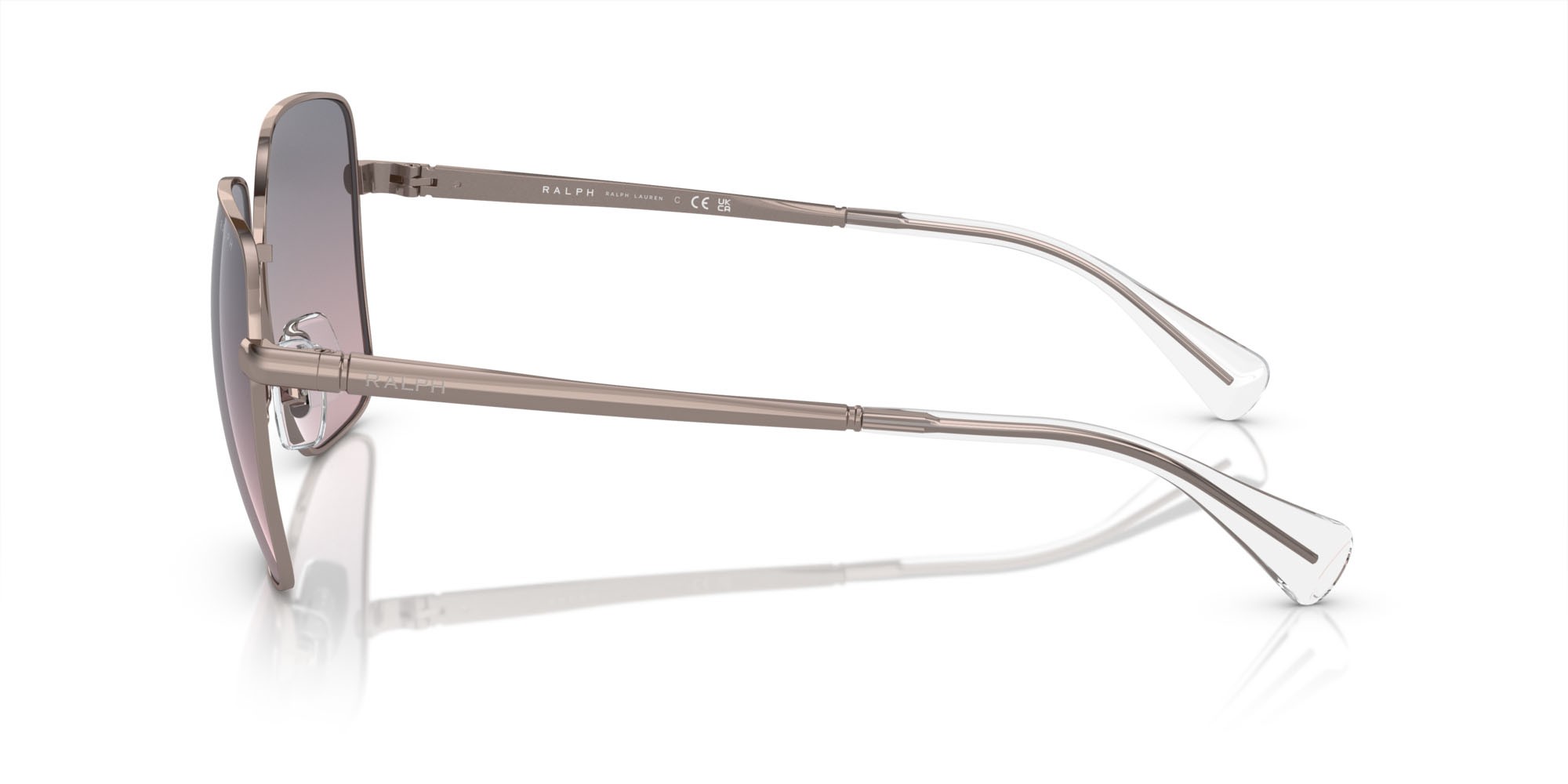Sunglasses Ralph RA 4142 (942768) color rose gold lucido shape square lenses marrone chiaro sfumato viola