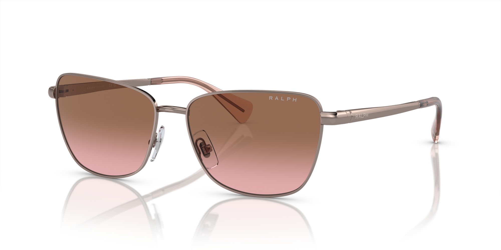 Sunglasses Ralph RA 4143 (942714) color rose gold lucido shape butterfly lenses marrone sfumato rosa