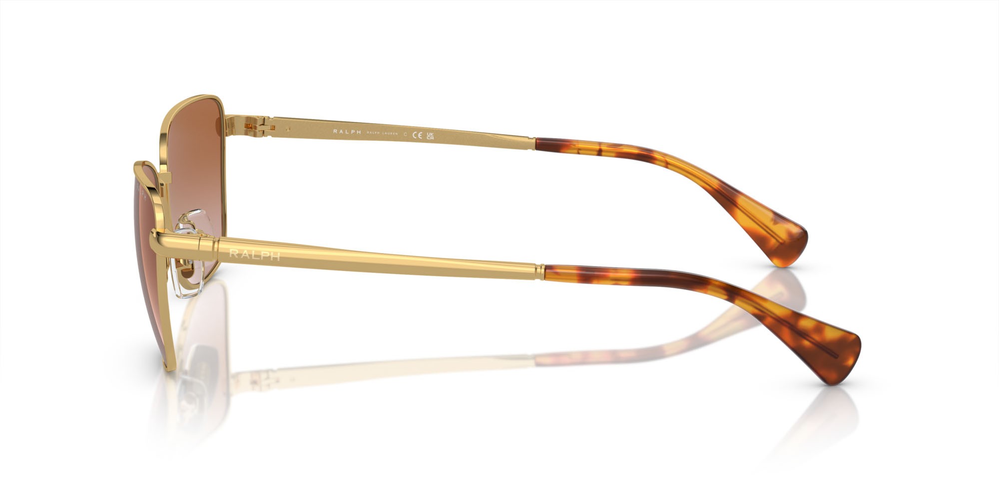 Sunglasses Ralph RA 4143 (946513) color oro lucido shape butterfly lenses marrone sfumato