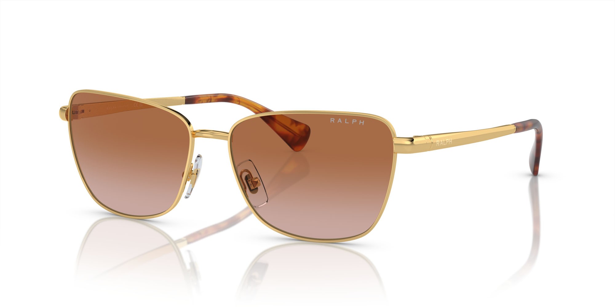 Sunglasses Ralph RA 4143 (946513) color oro lucido shape butterfly lenses marrone sfumato