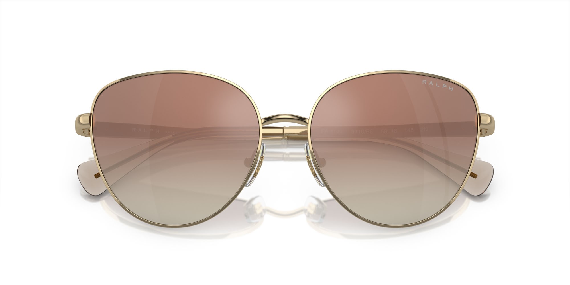 Sonnenbrillen Ralph RA 4144 (9116B8) farbe oro pallido lucido form schmetterling gläser marrone sfumato specchiato argento