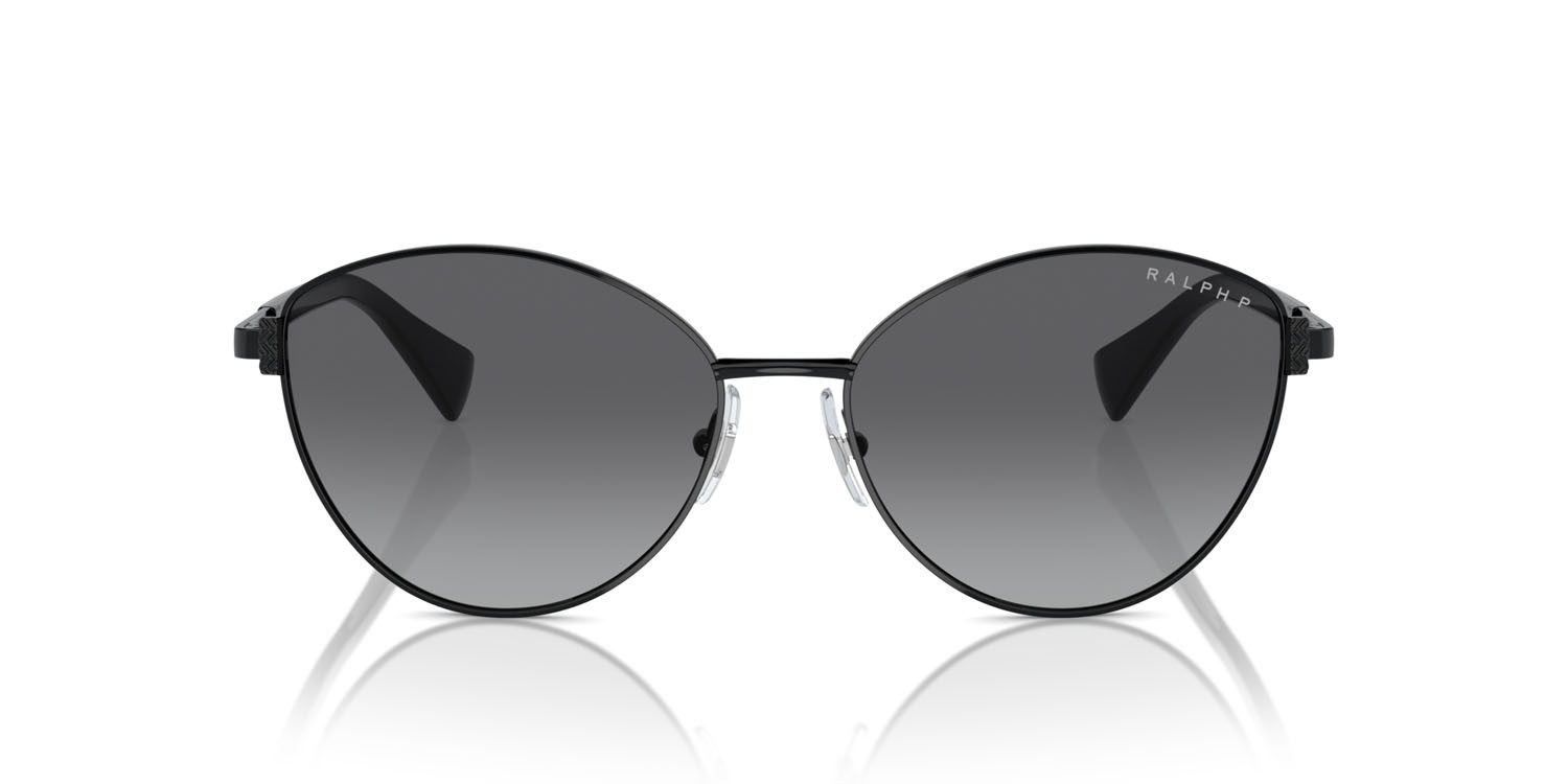 Sunglasses Ralph RA 4145 (9230T3) color nero lucido shape cat eye lenses polar grigia sfumata