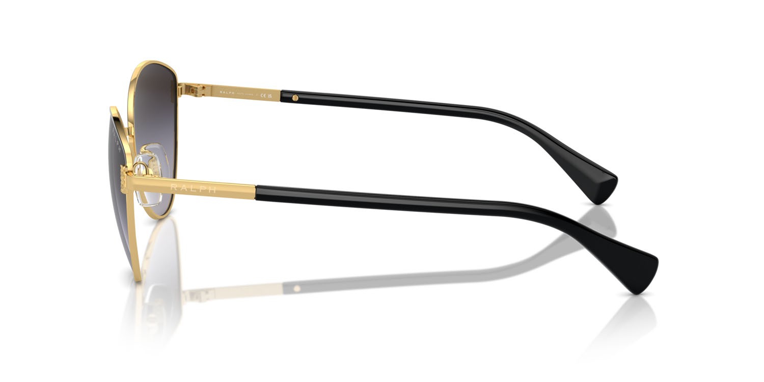 Sonnenbrillen Ralph RA 4145 (94578G) farbe oro lucido form cat-eye gläser blu sfumato grigio