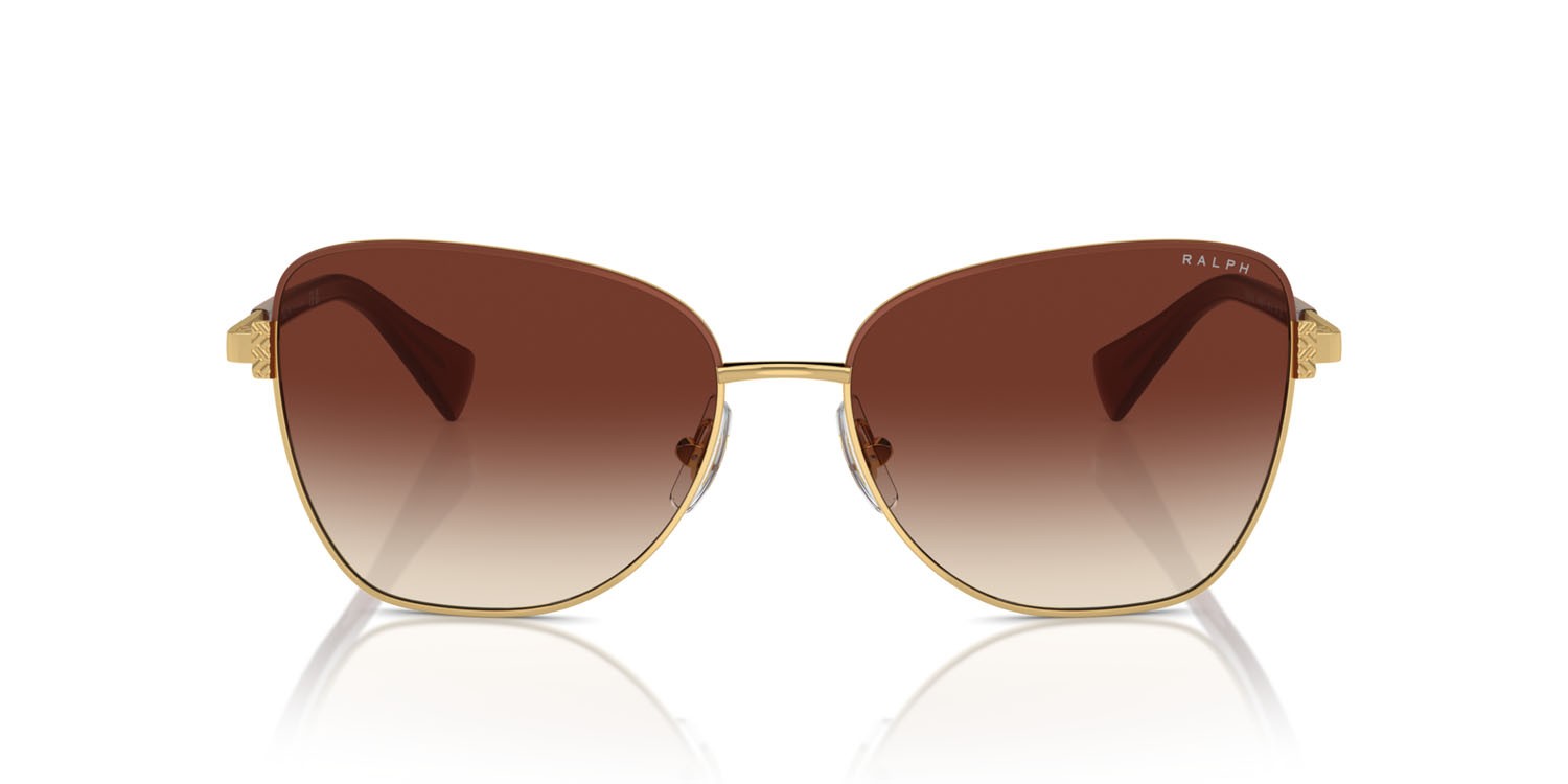 Sunglasses Ralph RA 4146 (945813) color oro lucido shape butterfly lenses marrone sfumato
