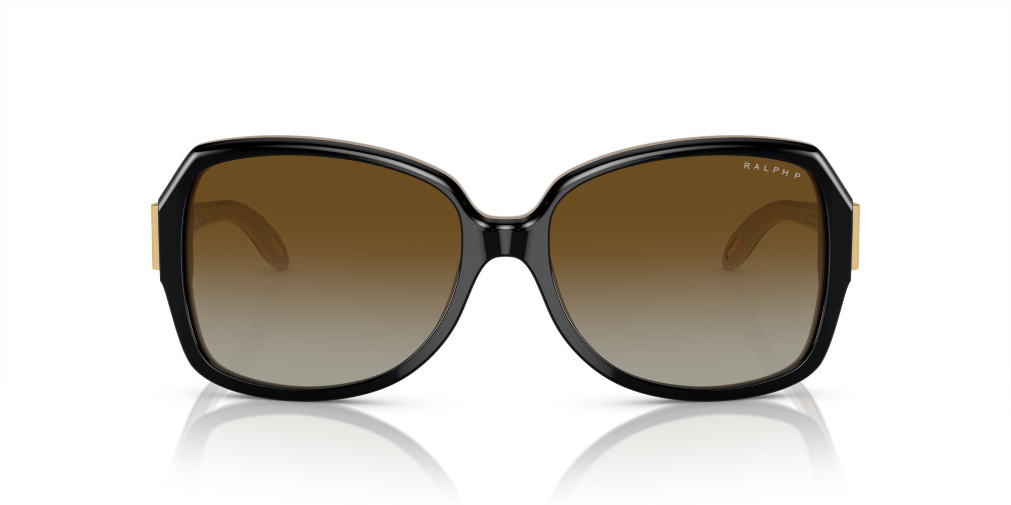 Sunglasses Ralph RA 5138 (6123T3) color nero brillante su nude shape square lenses polar marrone sfumata