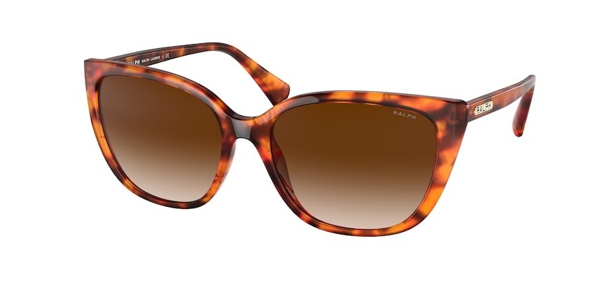 Sonnenbrillen Ralph RA 5274 (588574) farbe shiny sponged havana brown form schmetterling gläser gradient brown