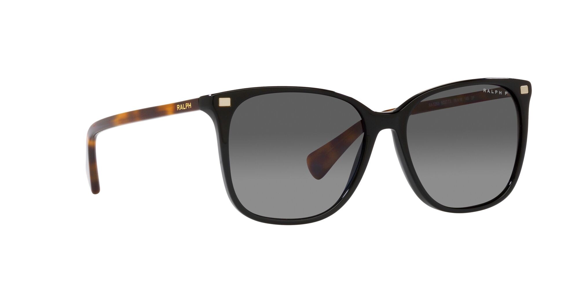 Sunglasses Ralph Vvcv RA 5293 (6037T3) color nero lucido shape square lenses polar marrone sfumata