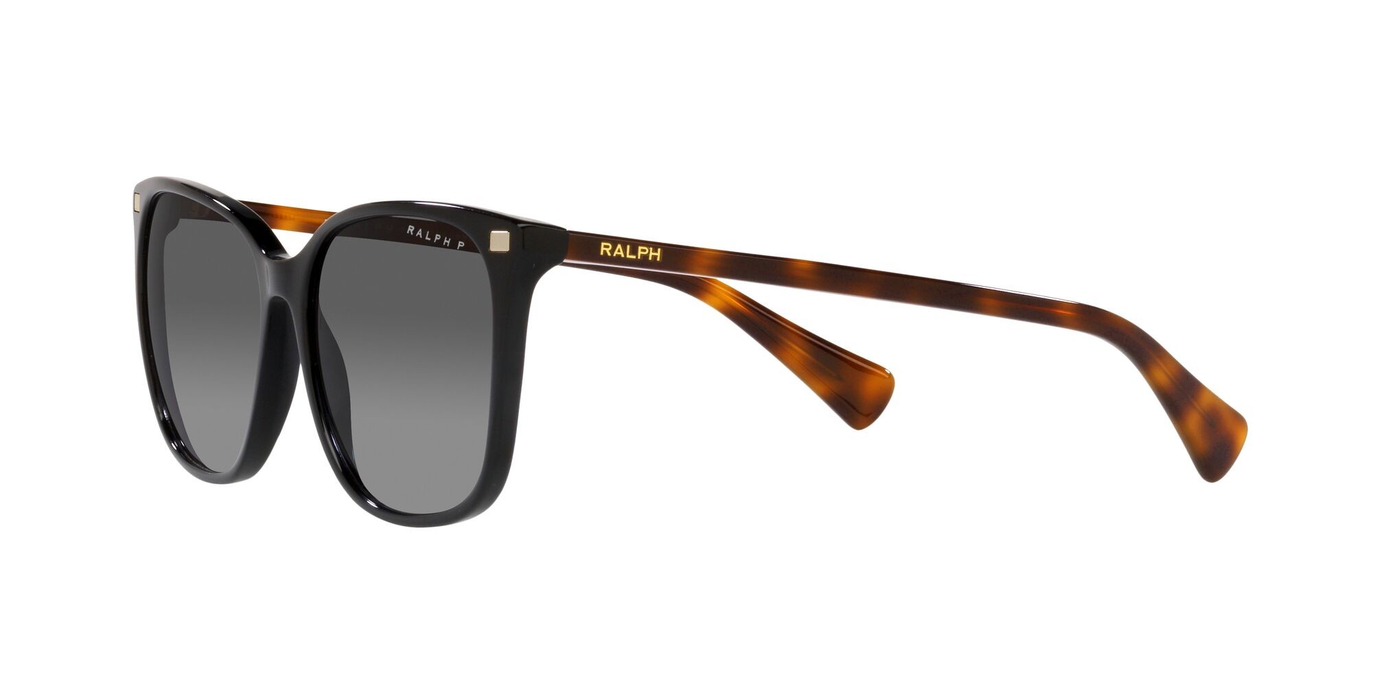 Sunglasses Ralph Vvcv RA 5293 (6037T3) color nero lucido shape square lenses polar marrone sfumata
