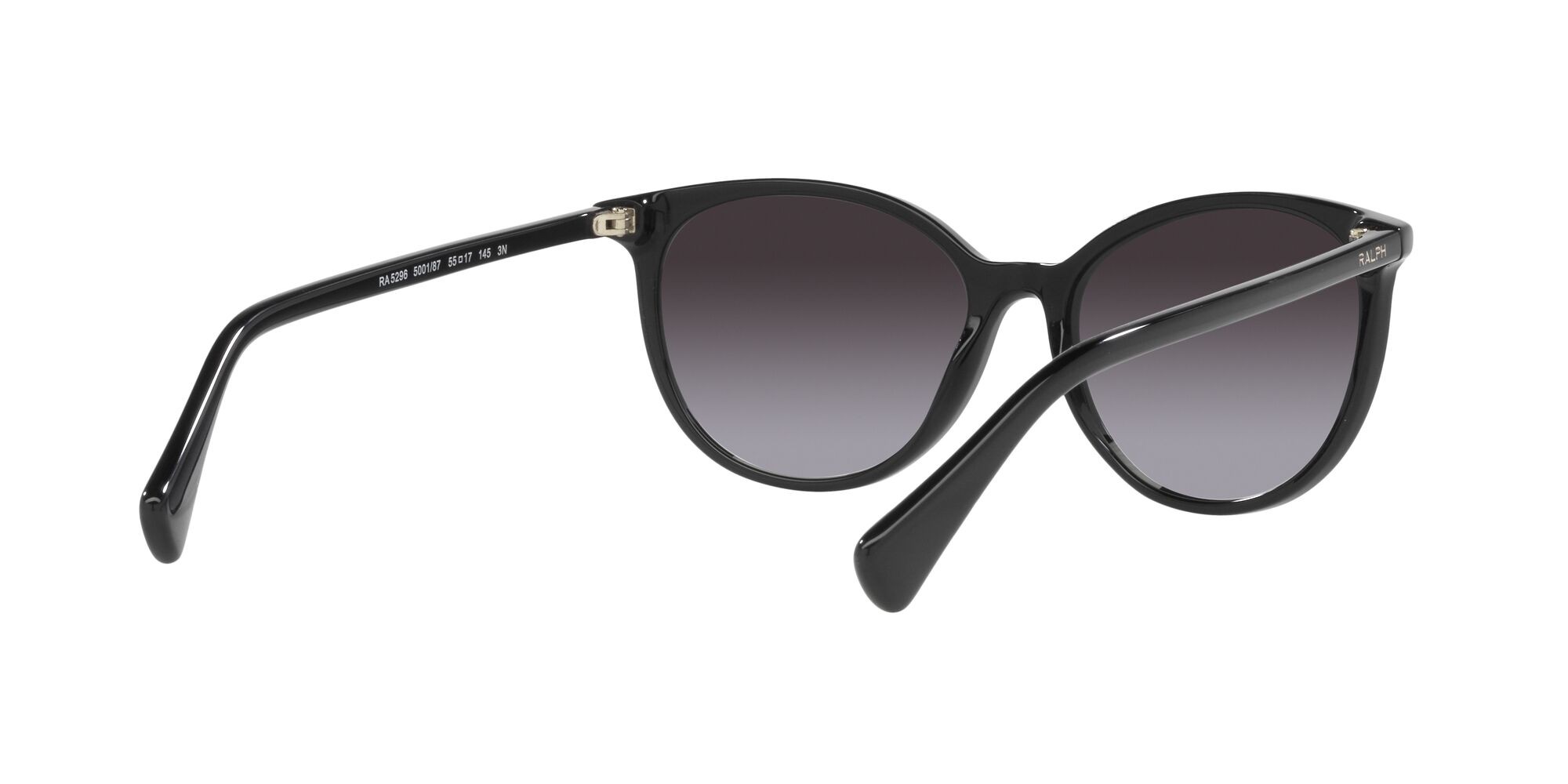 Sunglasses Ralph RA 5296 (500187) color nero lucido shape round lenses grigio sfumato