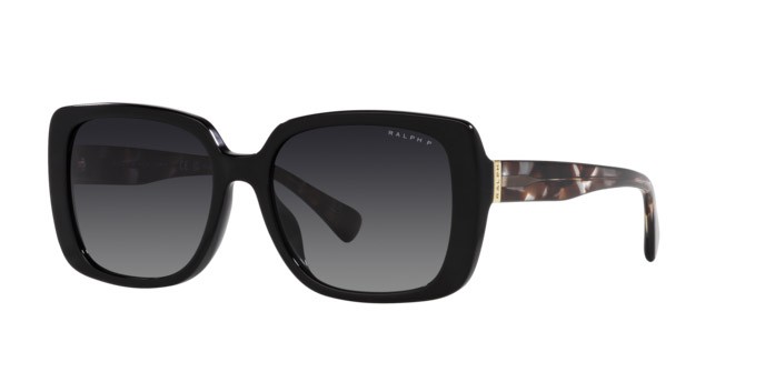 Sunglasses Ralph RA 5298U (5001T3) color nero lucido shape rectangle lenses gradient polarized  grey