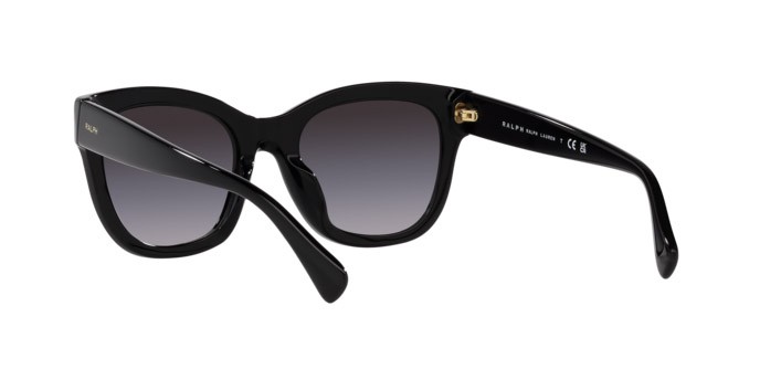 Sunglasses Ralph RA 5301U (50018G) color nero lucido shape oval lenses grigio sfumato