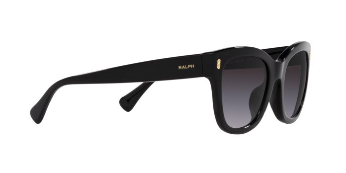 Sunglasses Ralph RA 5301U (50018G) color nero lucido shape oval lenses grigio sfumato