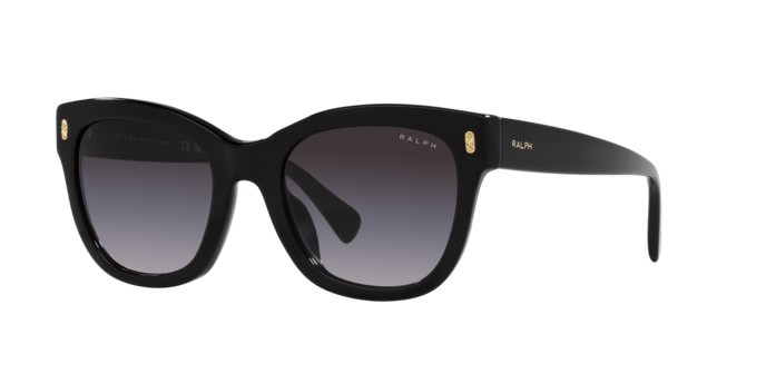 Sunglasses Ralph RA 5301U (50018G) color nero lucido shape oval lenses grigio sfumato