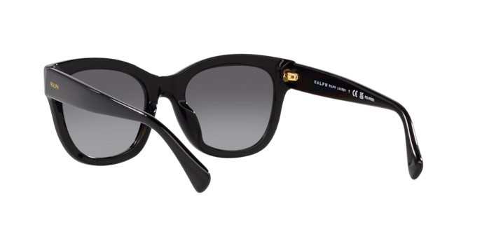 Sunglasses Ralph RA 5301U (5001T3) color nero lucido shape oval lenses gradient polarized grey