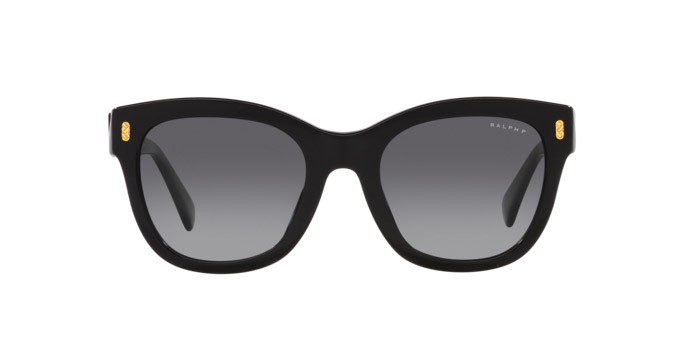 Sunglasses Ralph RA 5301U (5001T3) color nero lucido shape oval lenses gradient polarized grey