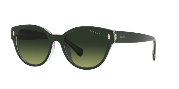 Sonnenbrillen Ralph RA 5302U (6071T4) farbe shiny green on crystal form rund gläser gradient green polarized
