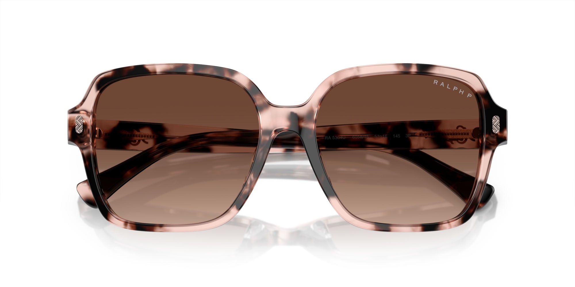 Sunglasses Ralph RA 5304U (6058T5) color rosa lucido havana shape square lenses polar marrone sfumata