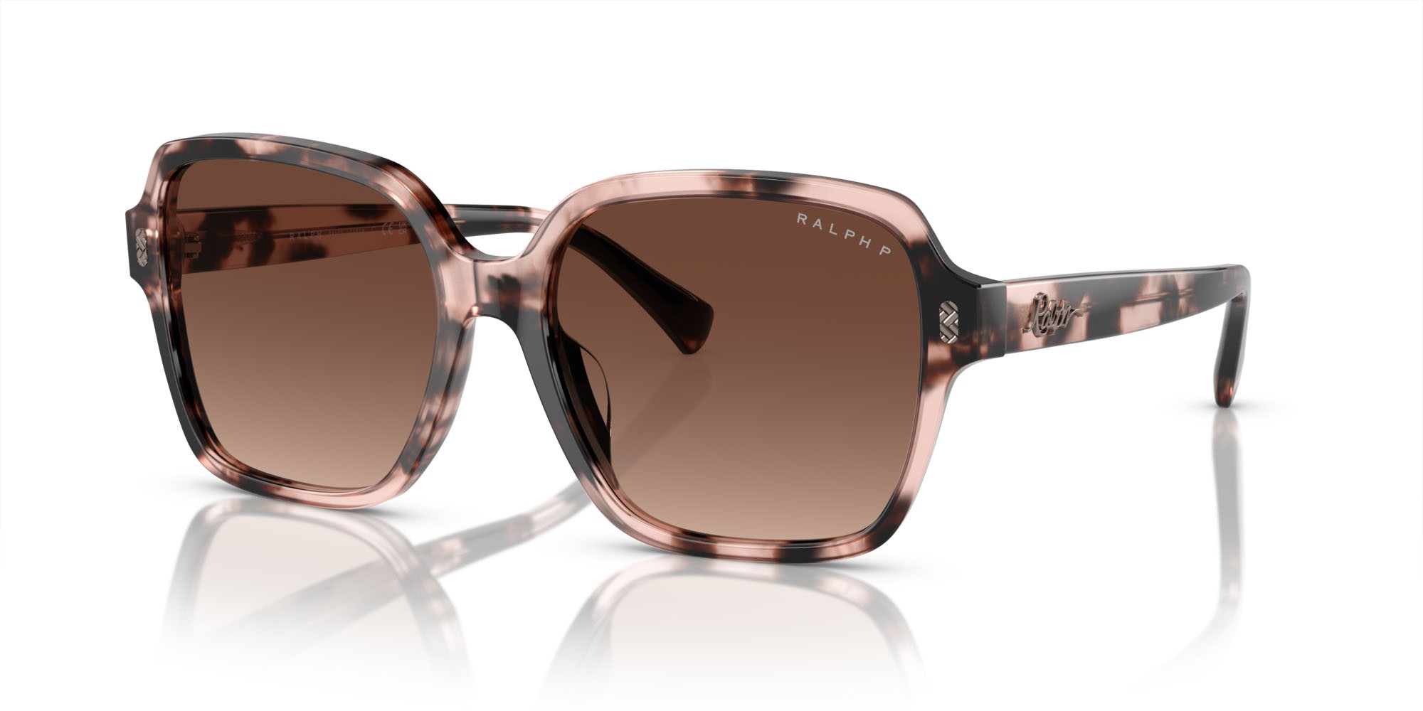 Sunglasses Ralph RA 5304U (6058T5) color rosa lucido havana shape square lenses polar marrone sfumata