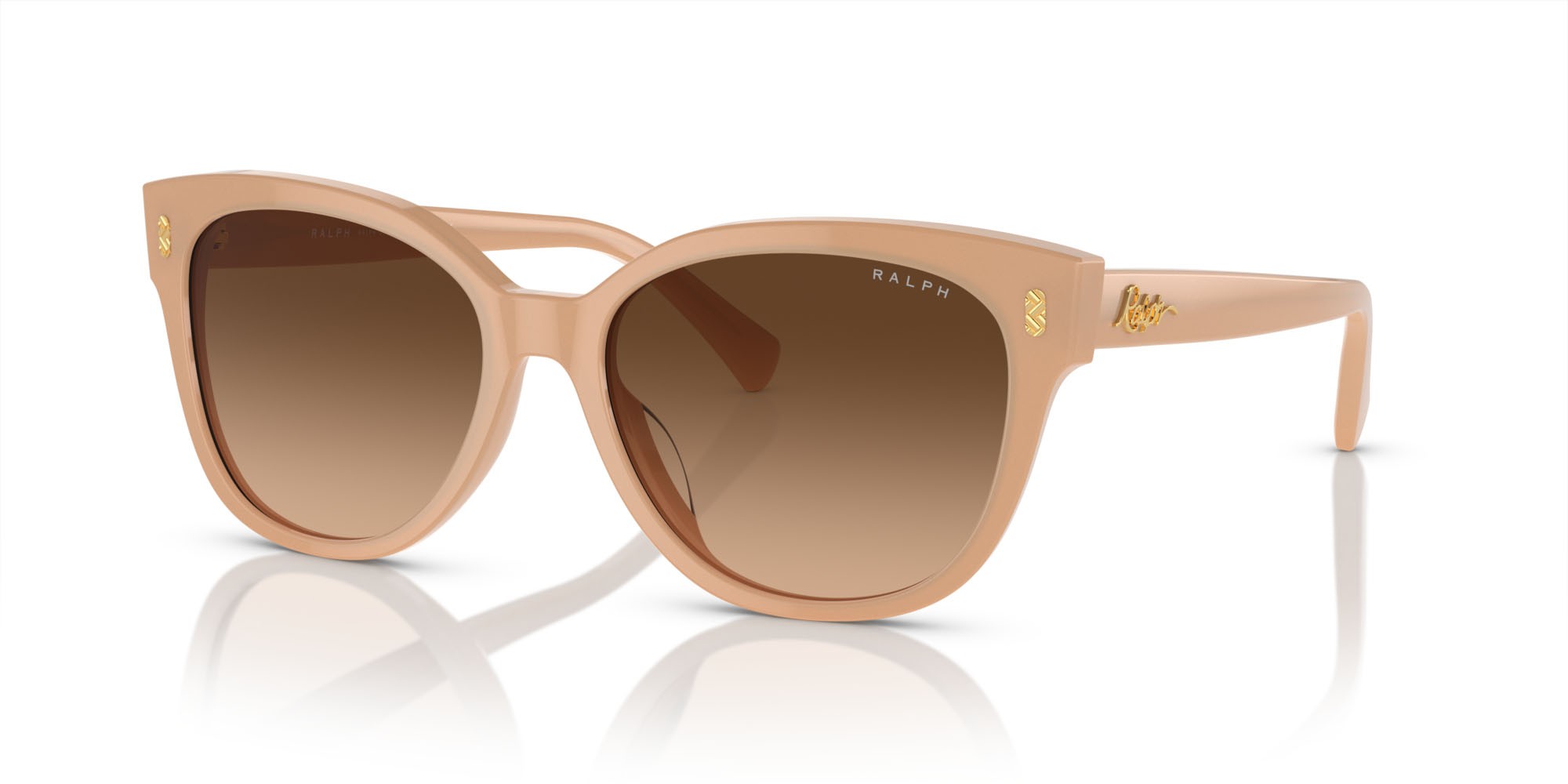 Sunglasses Ralph RA 5305U (611574) color beige milky lucido shape cat eye lenses marrone sfumato