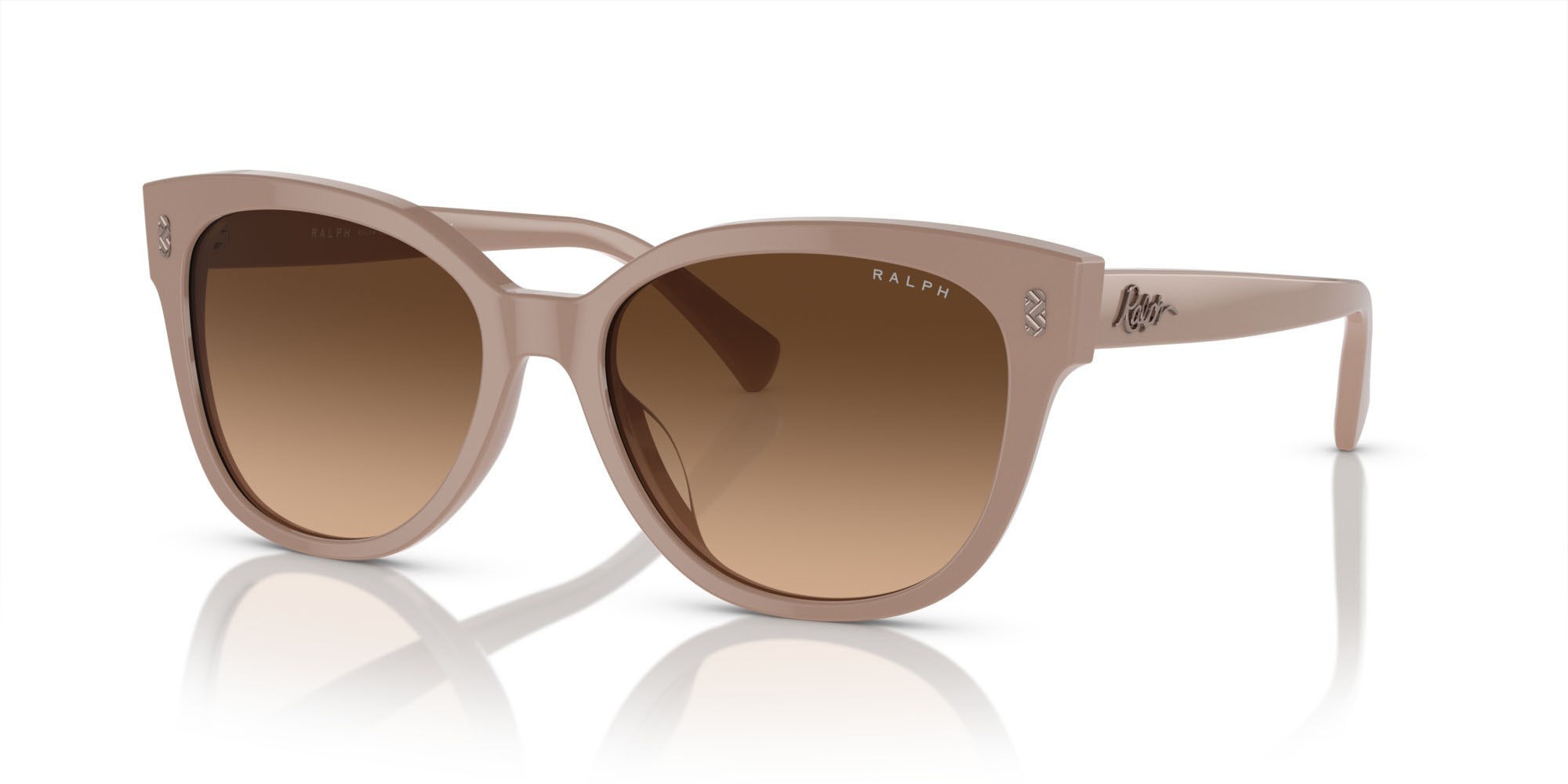 Sunglasses Ralph RA 5305U (611674) color beige tinta unita lucido shape cat eye lenses marrone