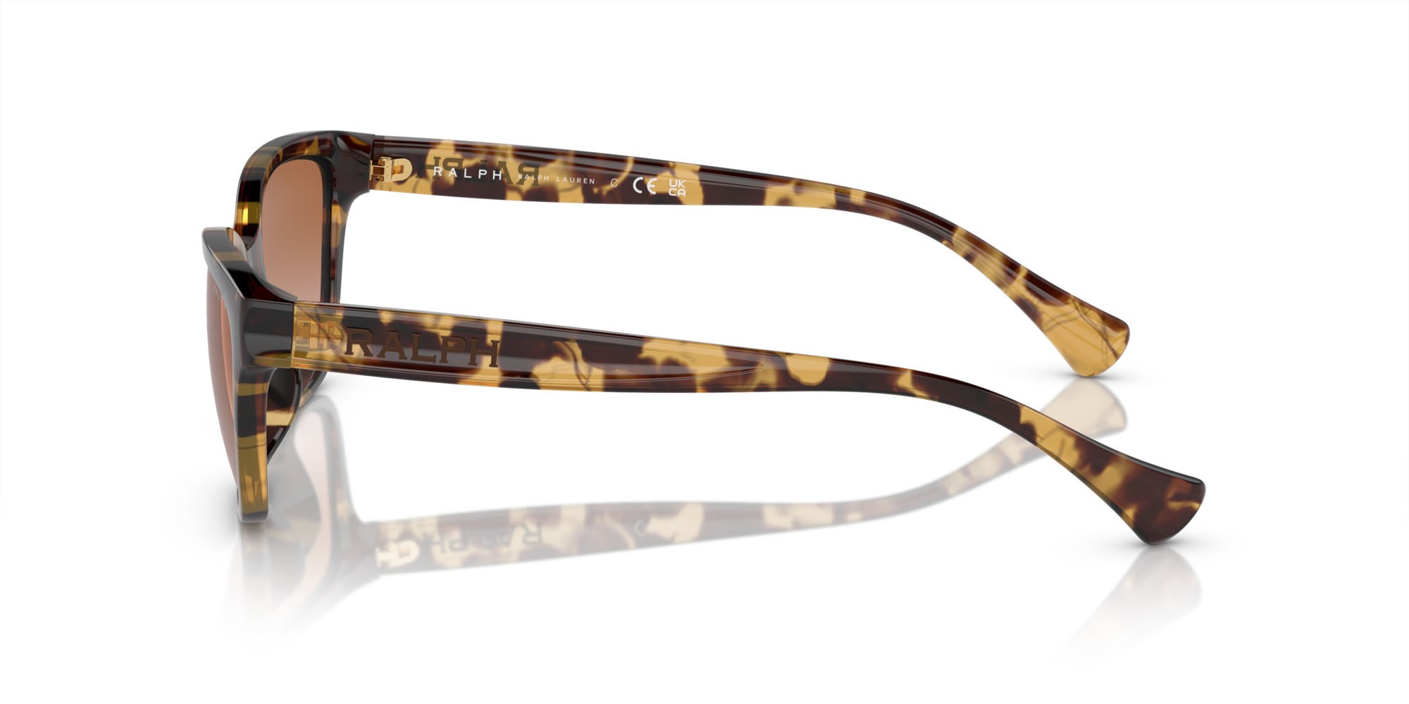 Sonnenbrillen Ralph RA 5307U (583613) farbe havana giallo form cat-eye gläser marrone sfumato